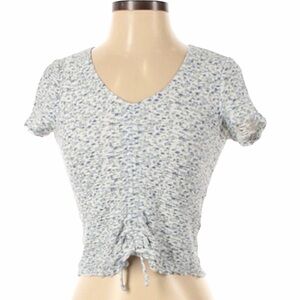 Hollister Light Blue Ruched V-Neck Crop Top